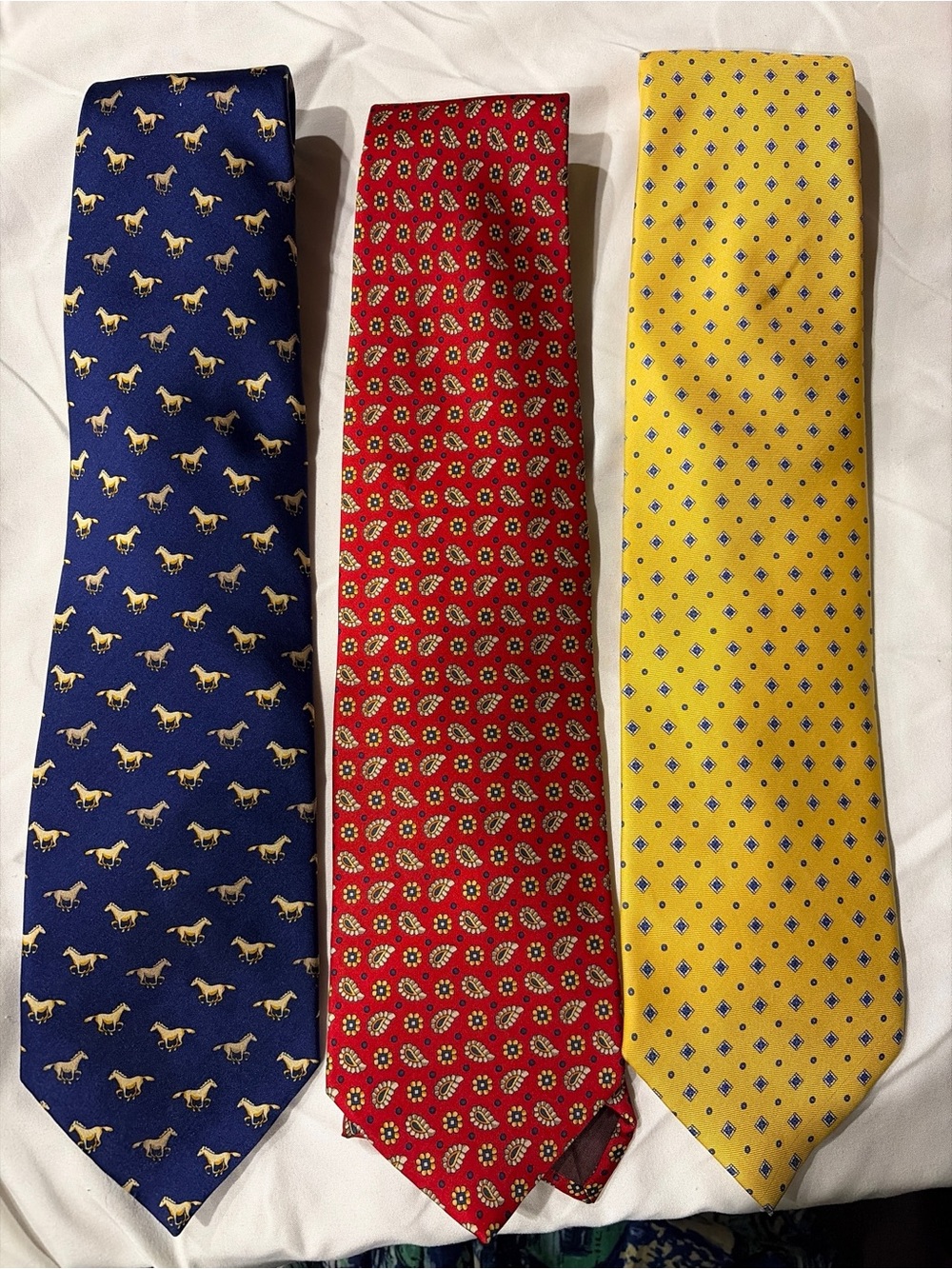 100% Silk The Bombay Store Men's Three-Tie Set — Blue, Red & Yellow